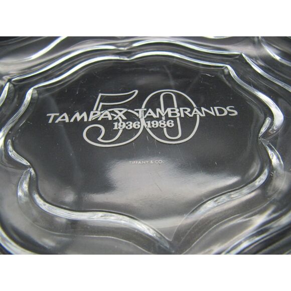 COPY - Unusual Tiffany & Co Tampax 50th Anniversary Tiffany Crystal Plate 1936-… - Picture 3 of 5